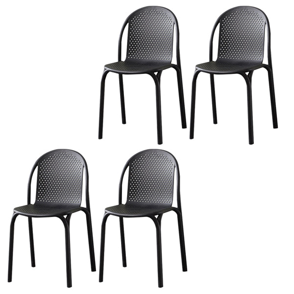 Chaise d'appoint de salle à manger empilable en plastique Chaises de salle à manger scandinaves sans accoudoirs (Ensemble de 4)