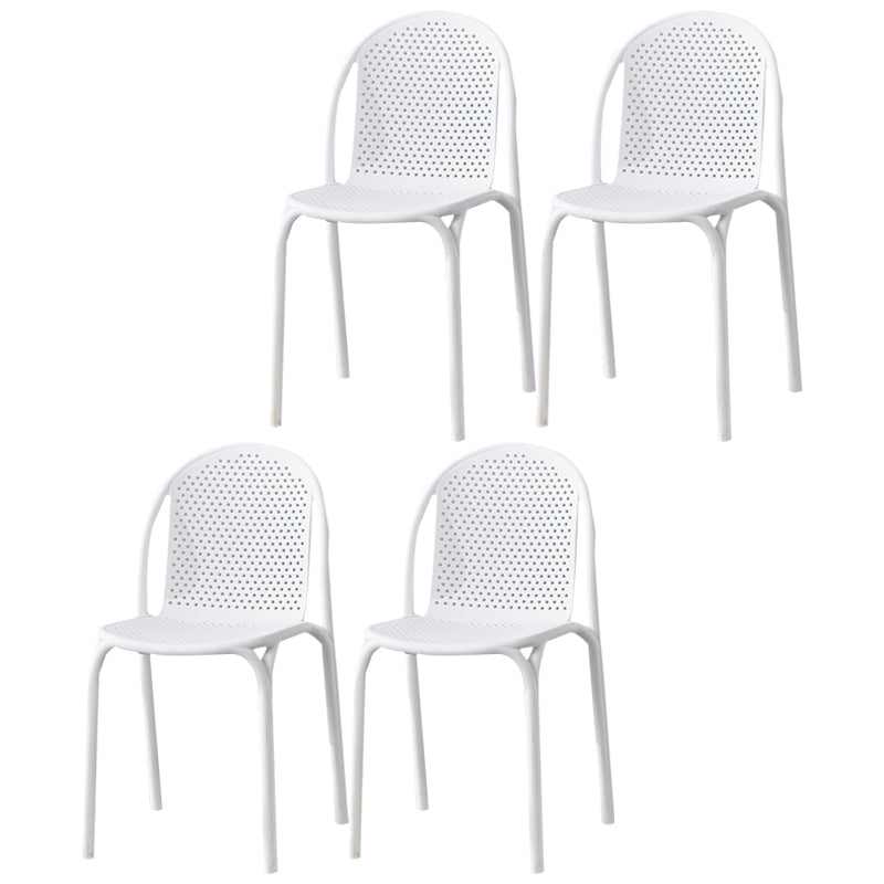 Chaise d'appoint de salle à manger empilable en plastique Chaises de salle à manger scandinaves sans accoudoirs (Ensemble de 4)