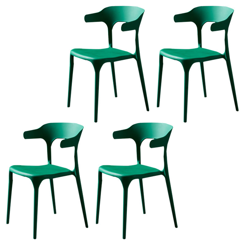 Sillas de comedor de plástico escandinavo, sillones con respaldo abierto para el hogar (juego de 4)
