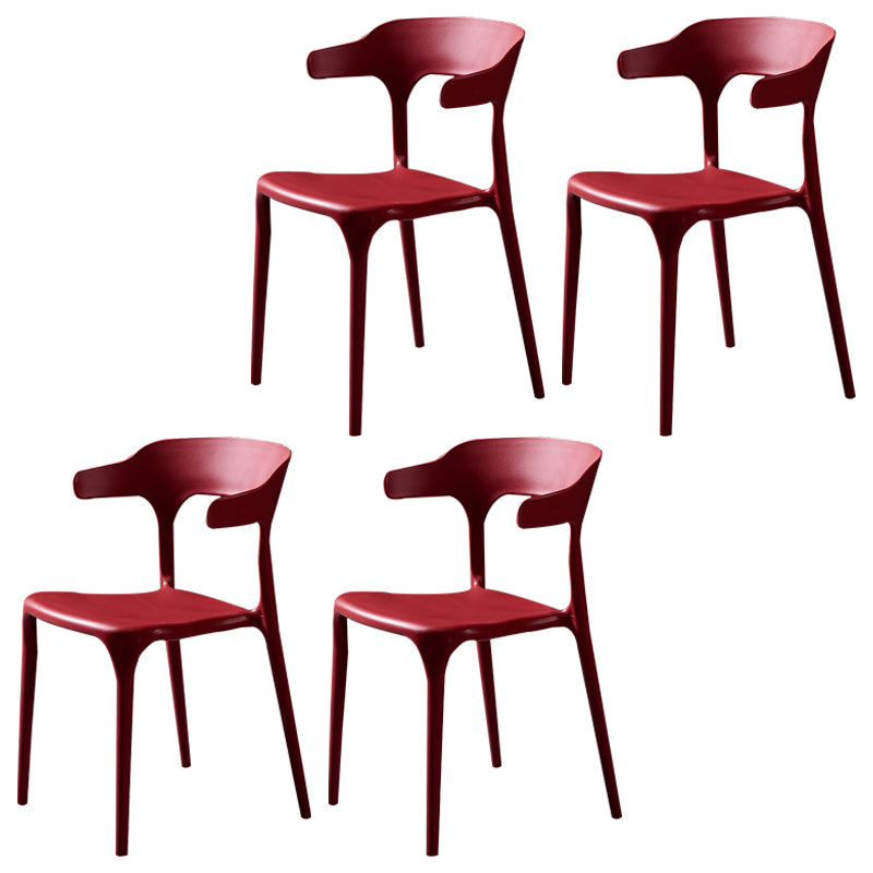 Sillas de comedor de plástico escandinavo, sillones con respaldo abierto para el hogar (juego de 4)