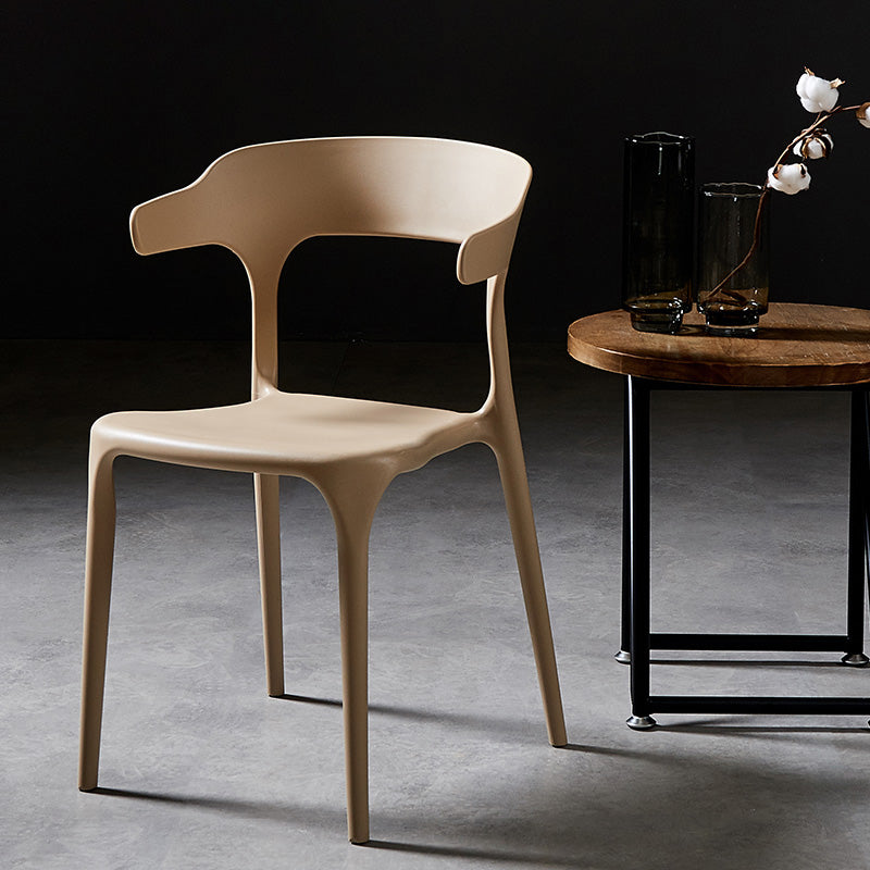 Sillas de comedor de plástico escandinavo, sillones con respaldo abierto para el hogar (juego de 4)