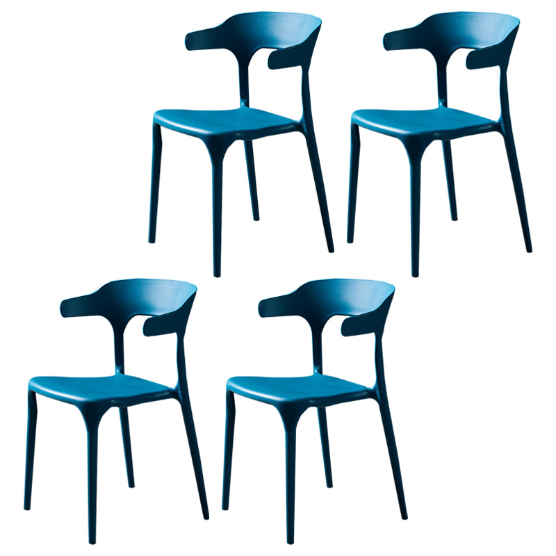 Fauteuils de salle à manger scandinaves en plastique Fauteuils à dossier ouvert (Ensemble de 4)