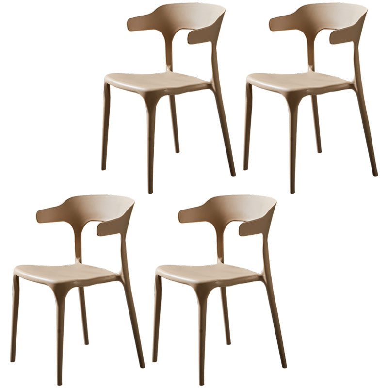 Fauteuils de salle à manger scandinaves en plastique Fauteuils à dossier ouvert (Ensemble de 4)
