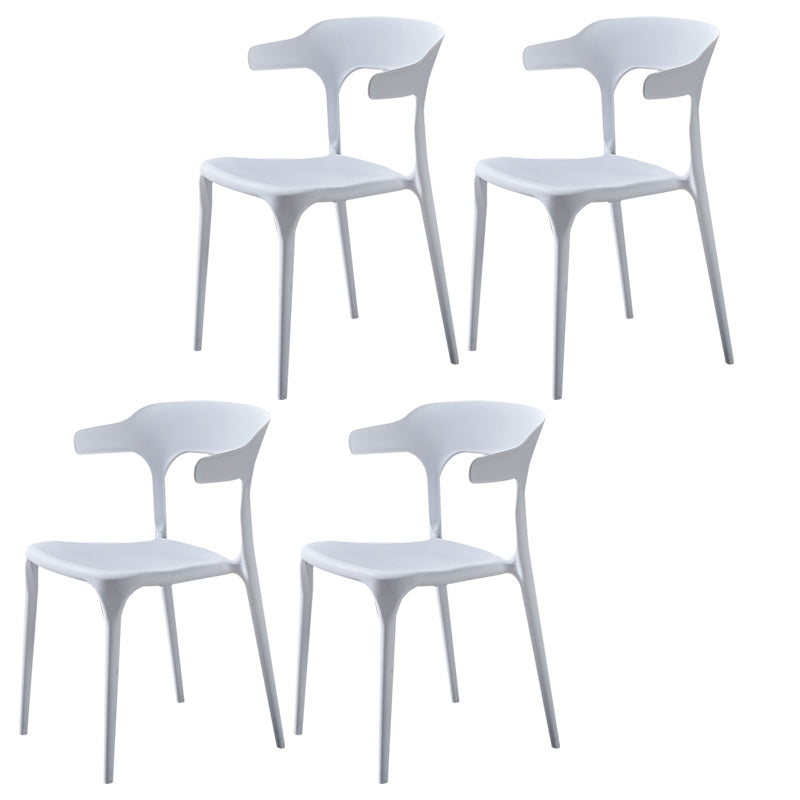 Fauteuils de salle à manger scandinaves en plastique Fauteuils à dossier ouvert (Ensemble de 4)