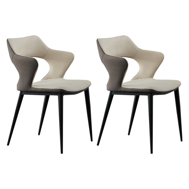 Chaises de salle à manger à dossier ouvert de style minimaliste Chaises de salle à manger avec accoudoirs rembourrés (Ensemble de 2)