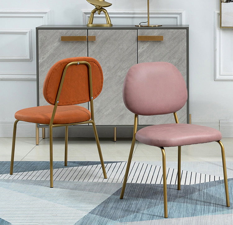 Sillas sin brazos de comedor de metal Glam, respaldo abierto, silla lateral para restaurante