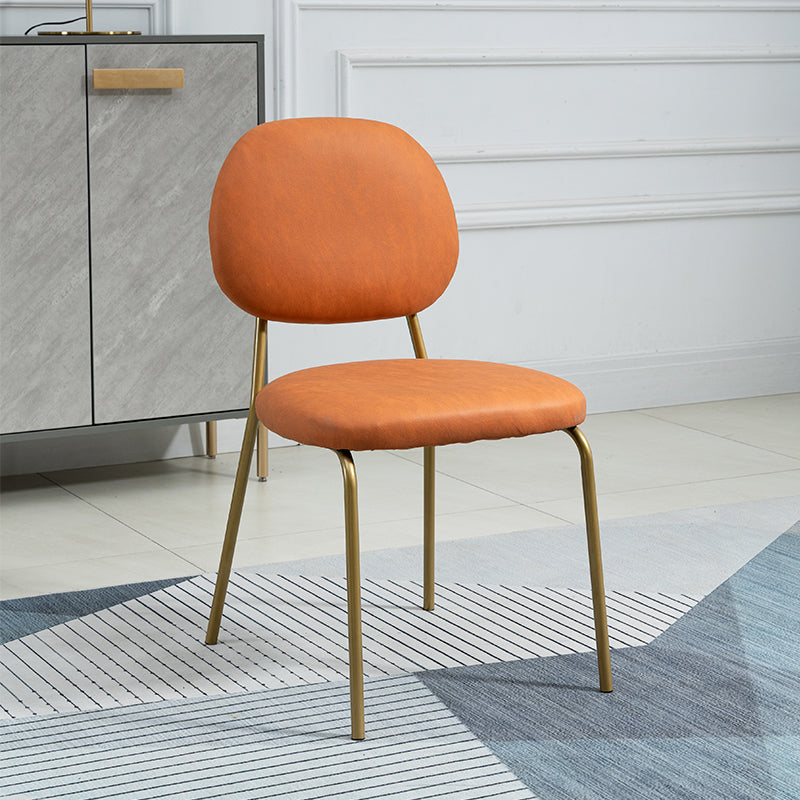 Chaises sans bras de salle à manger en métal Glam, chaise latérale de salle à manger à dossier ouvert pour restaurant