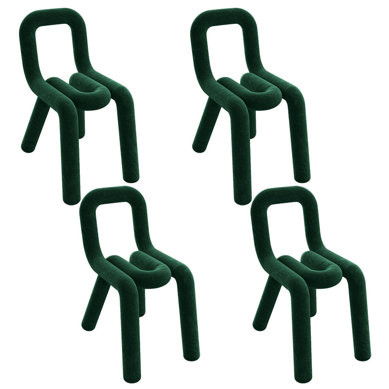 Silla de terciopelo de estilo moderno, juego de sillas laterales con respaldo abierto para cocina y comedor