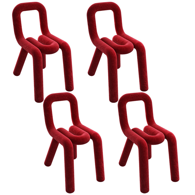 Silla de terciopelo de estilo moderno, juego de sillas laterales con respaldo abierto para cocina y comedor