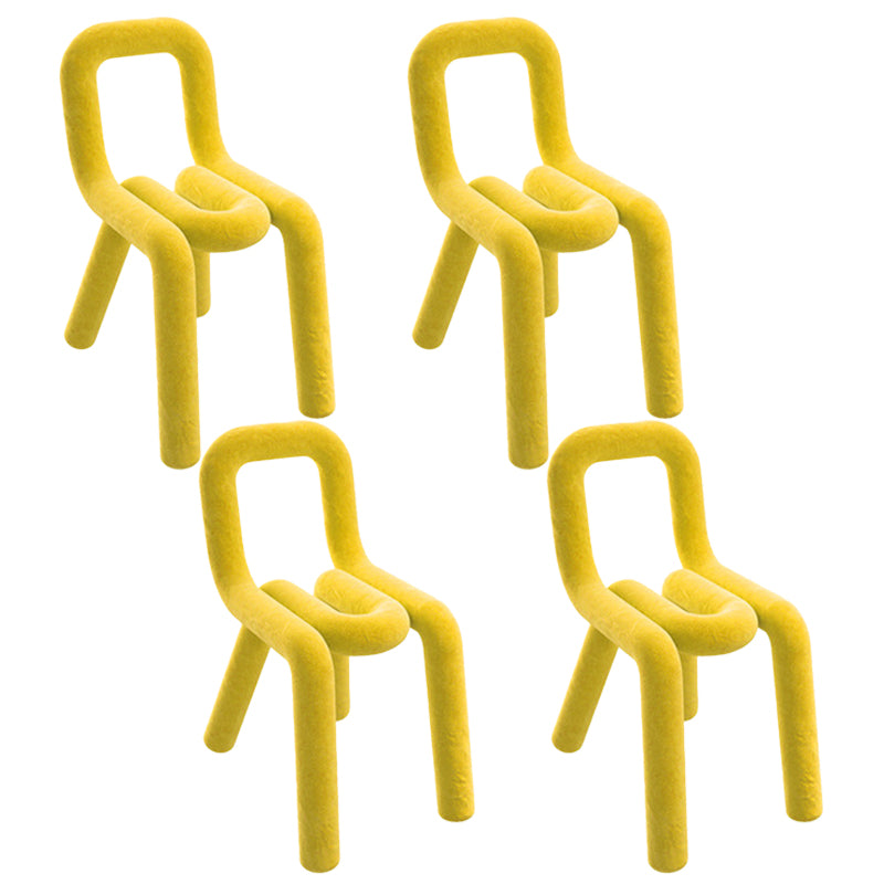 Silla de terciopelo de estilo moderno, juego de sillas laterales con respaldo abierto para cocina y comedor