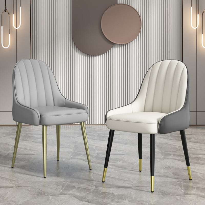 Silla de comedor tapizada de metal con respaldo Parsons de sillón escandinavo de interior