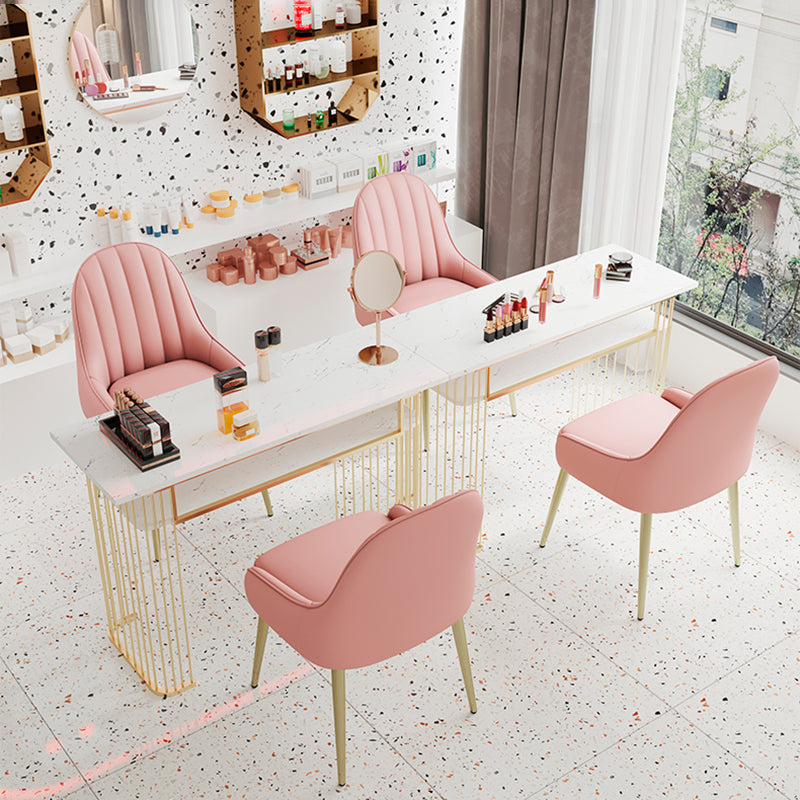 Silla de comedor tapizada de metal con respaldo Parsons de sillón escandinavo de interior