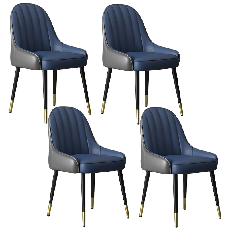 Silla de comedor tapizada de metal con respaldo Parsons de sillón escandinavo de interior