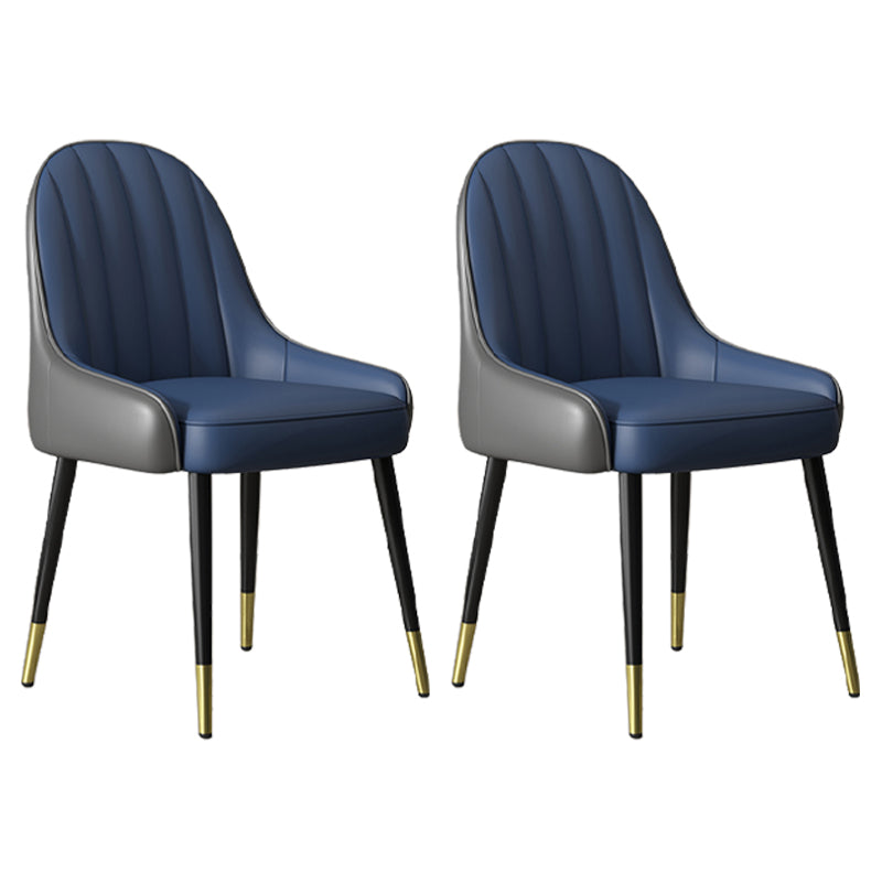 Silla de comedor tapizada de metal con respaldo Parsons de sillón escandinavo de interior