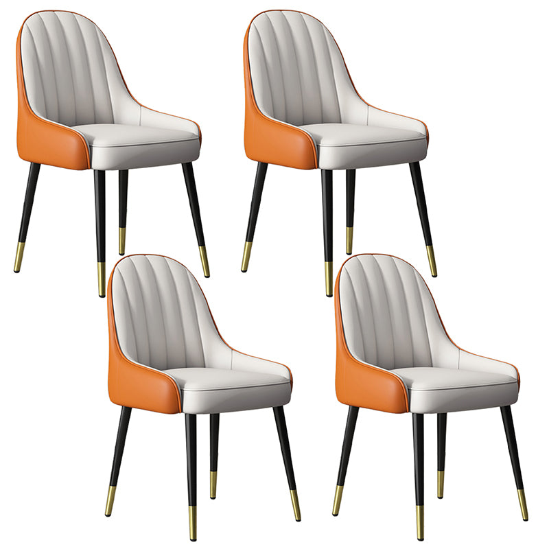 Silla de comedor tapizada de metal con respaldo Parsons de sillón escandinavo de interior