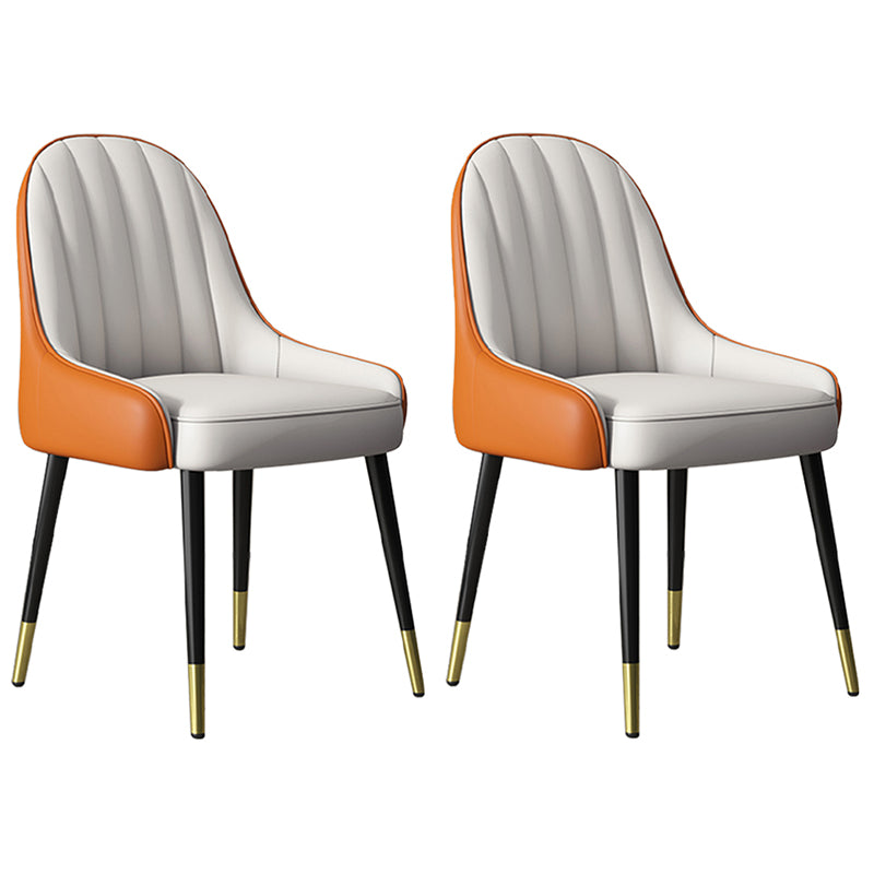 Silla de comedor tapizada de metal con respaldo Parsons de sillón escandinavo de interior
