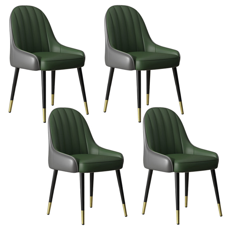 Silla de comedor tapizada de metal con respaldo Parsons de sillón escandinavo de interior