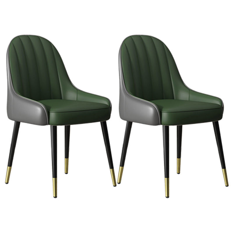 Silla de comedor tapizada de metal con respaldo Parsons de sillón escandinavo de interior