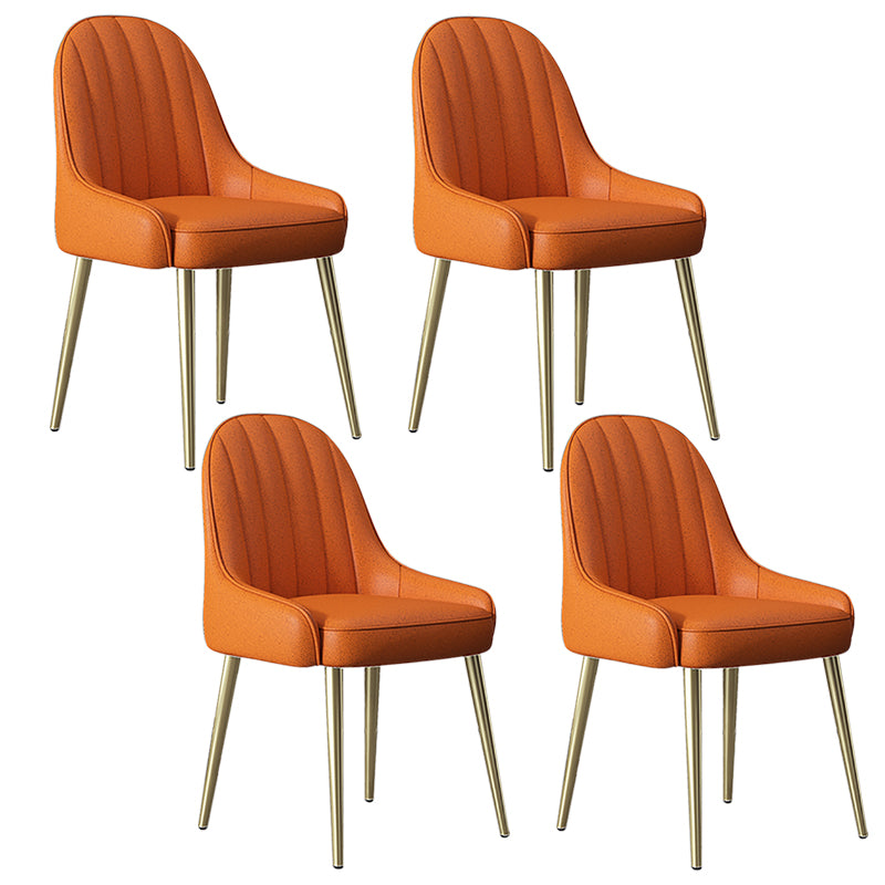 Silla de comedor tapizada de metal con respaldo Parsons de sillón escandinavo de interior