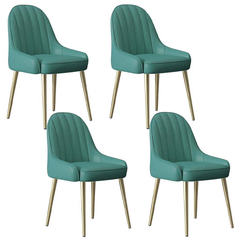 Silla de comedor tapizada de metal con respaldo Parsons de sillón escandinavo de interior