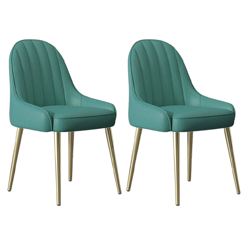 Silla de comedor tapizada de metal con respaldo Parsons de sillón escandinavo de interior
