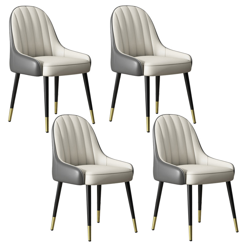 Silla de comedor tapizada de metal con respaldo Parsons de sillón escandinavo de interior