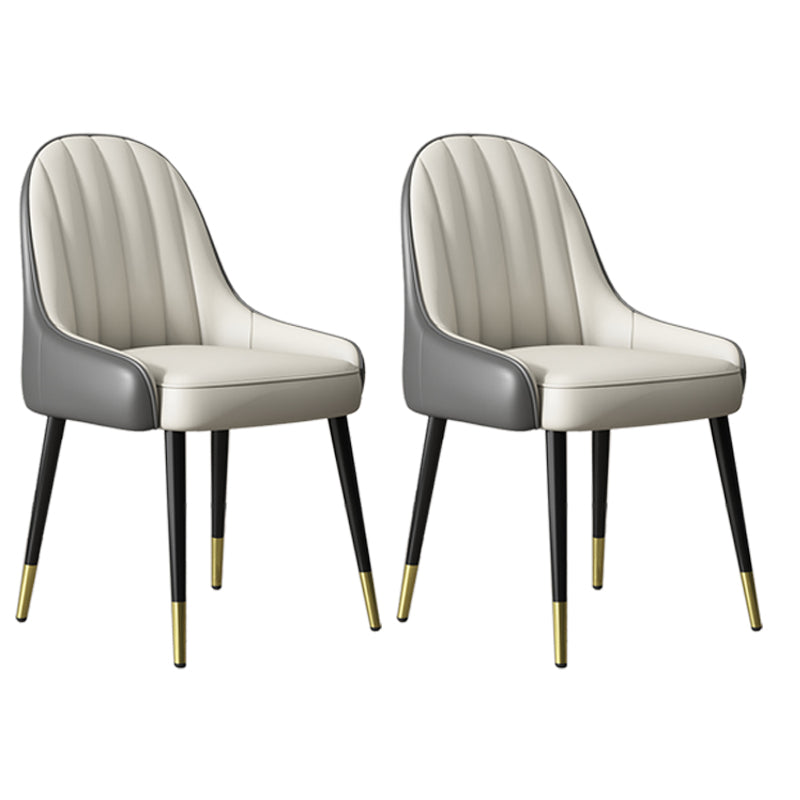 Silla de comedor tapizada de metal con respaldo Parsons de sillón escandinavo de interior