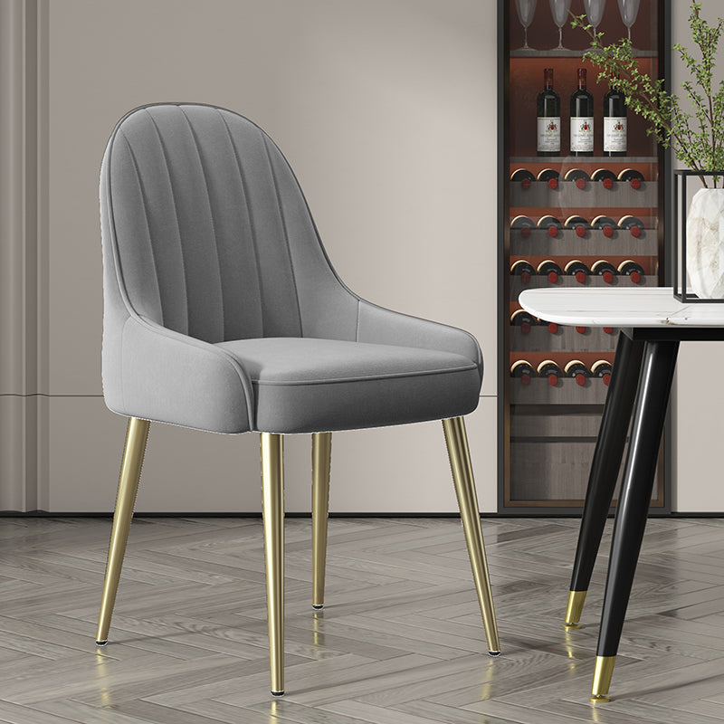 Fauteuil d'intérieur scandinave avec dossier Parsons, chaise de salle à manger rembourrée en métal