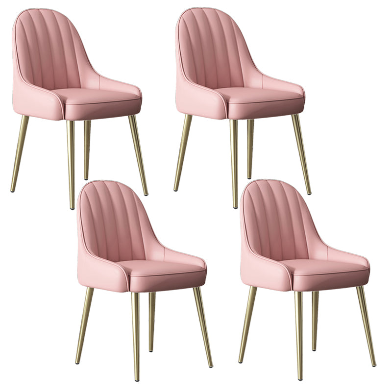 Silla de comedor tapizada de metal con respaldo Parsons de sillón escandinavo de interior