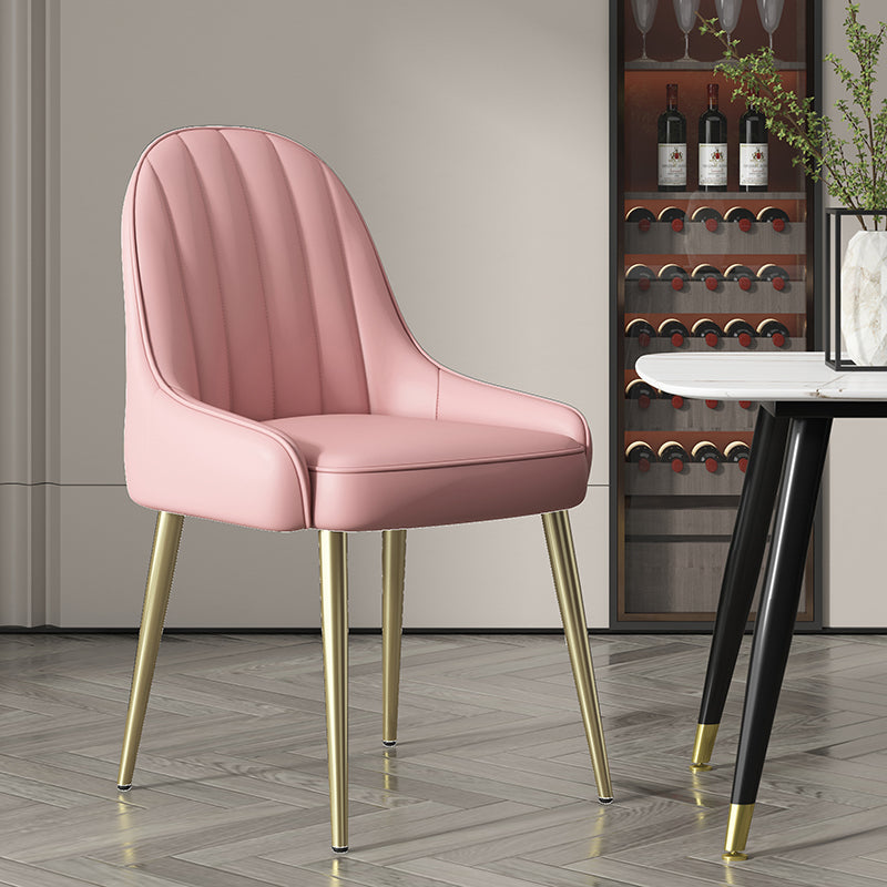 Fauteuil d'intérieur scandinave avec dossier Parsons, chaise de salle à manger rembourrée en métal