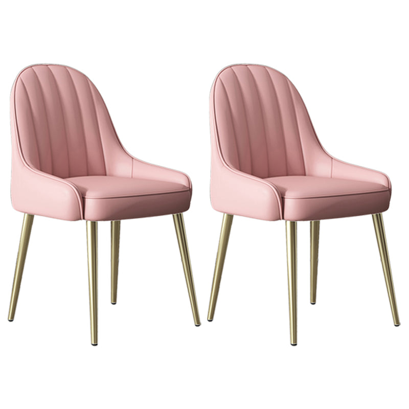 Silla de comedor tapizada de metal con respaldo Parsons de sillón escandinavo de interior