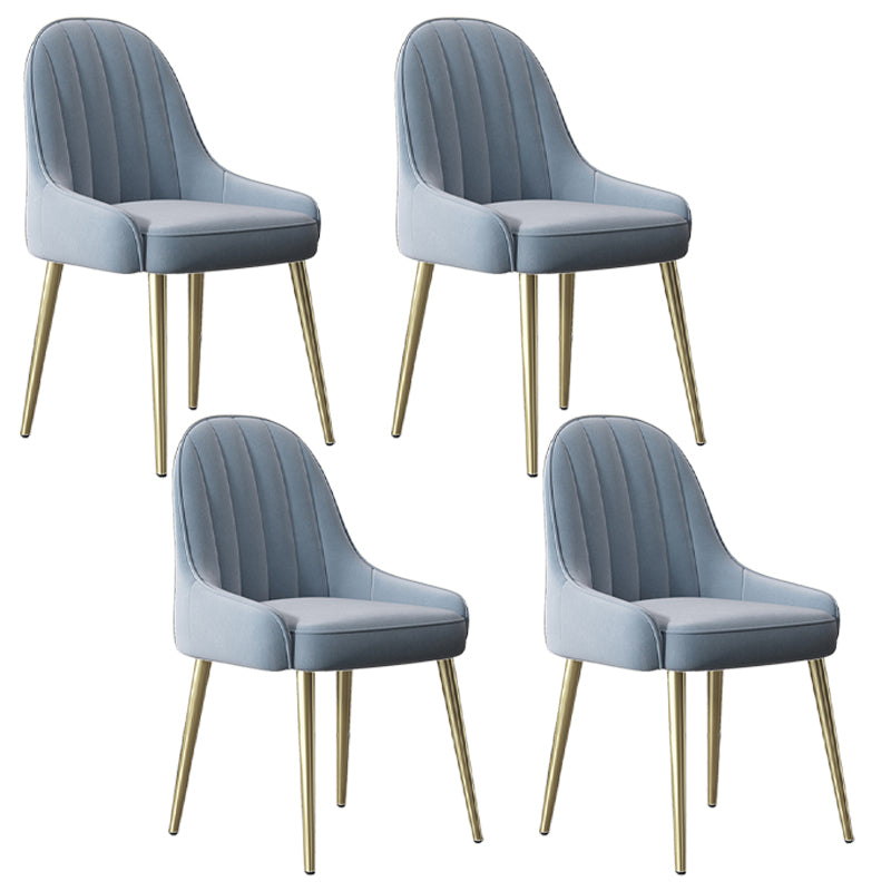 Silla de comedor tapizada de metal con respaldo Parsons de sillón escandinavo de interior