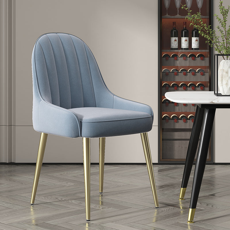 Fauteuil d'intérieur scandinave avec dossier Parsons, chaise de salle à manger rembourrée en métal