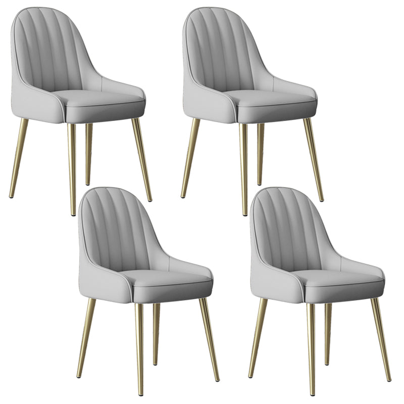 Silla de comedor tapizada de metal con respaldo Parsons de sillón escandinavo de interior