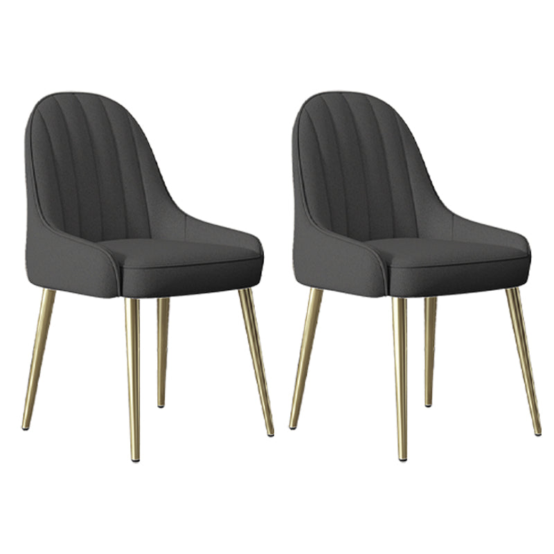 Silla de comedor tapizada de metal con respaldo Parsons de sillón escandinavo de interior