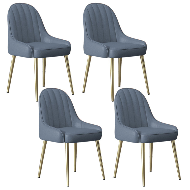 Silla de comedor tapizada de metal con respaldo Parsons de sillón escandinavo de interior