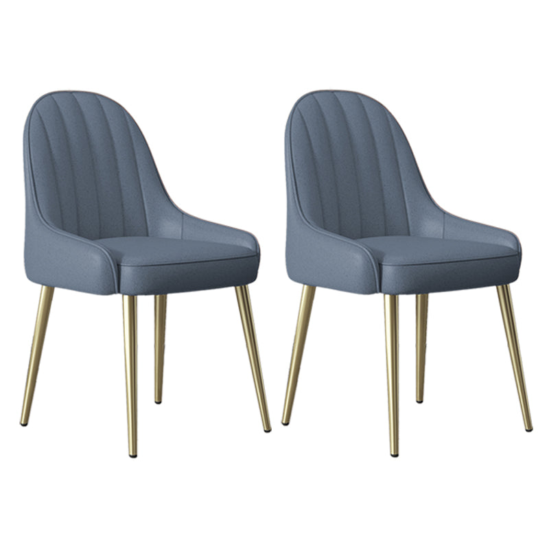 Silla de comedor tapizada de metal con respaldo Parsons de sillón escandinavo de interior