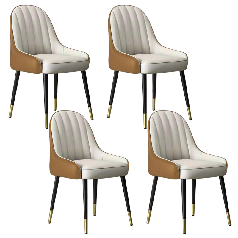 Silla de comedor tapizada de metal con respaldo Parsons de sillón escandinavo de interior