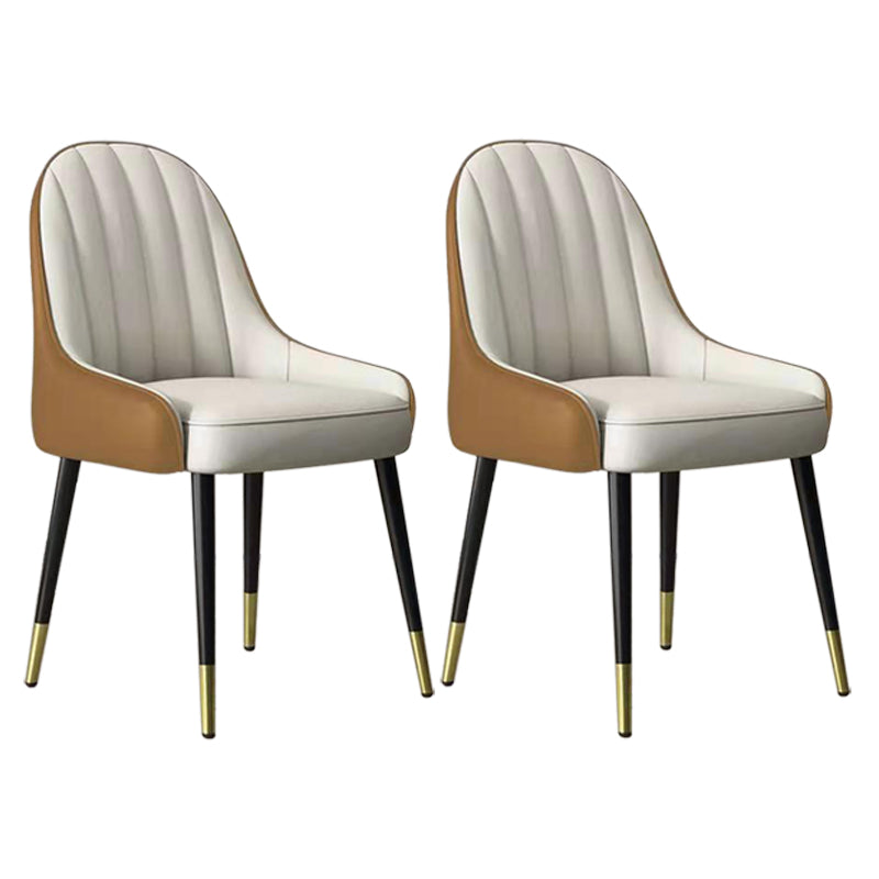 Silla de comedor tapizada de metal con respaldo Parsons de sillón escandinavo de interior
