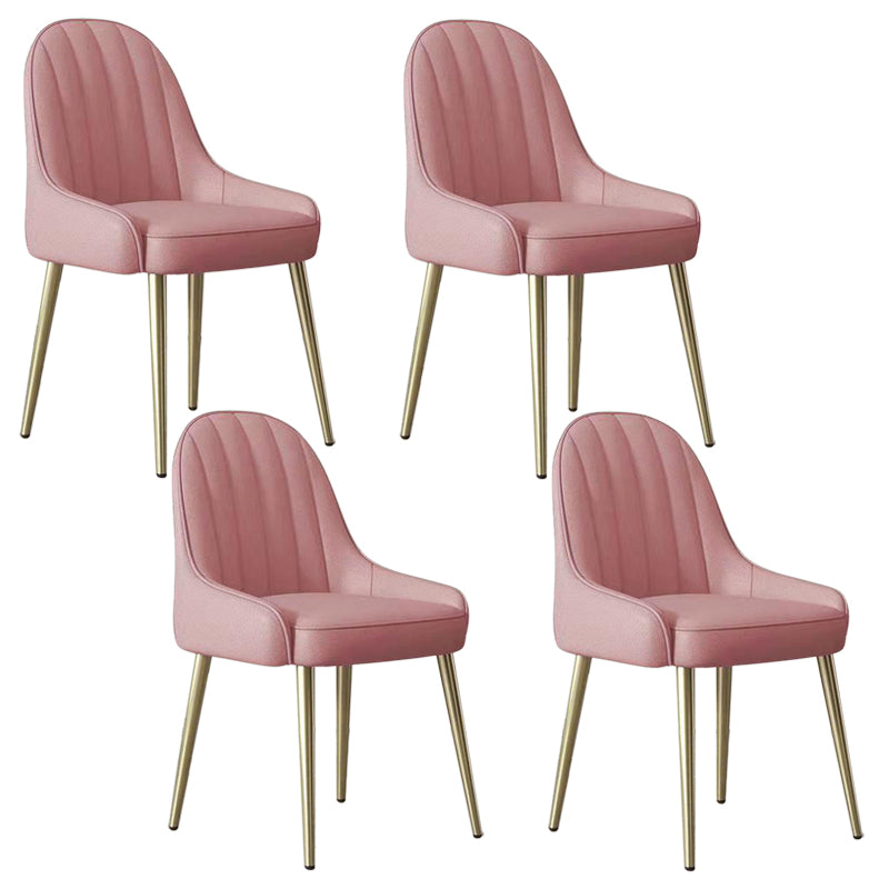Silla de comedor tapizada de metal con respaldo Parsons de sillón escandinavo de interior