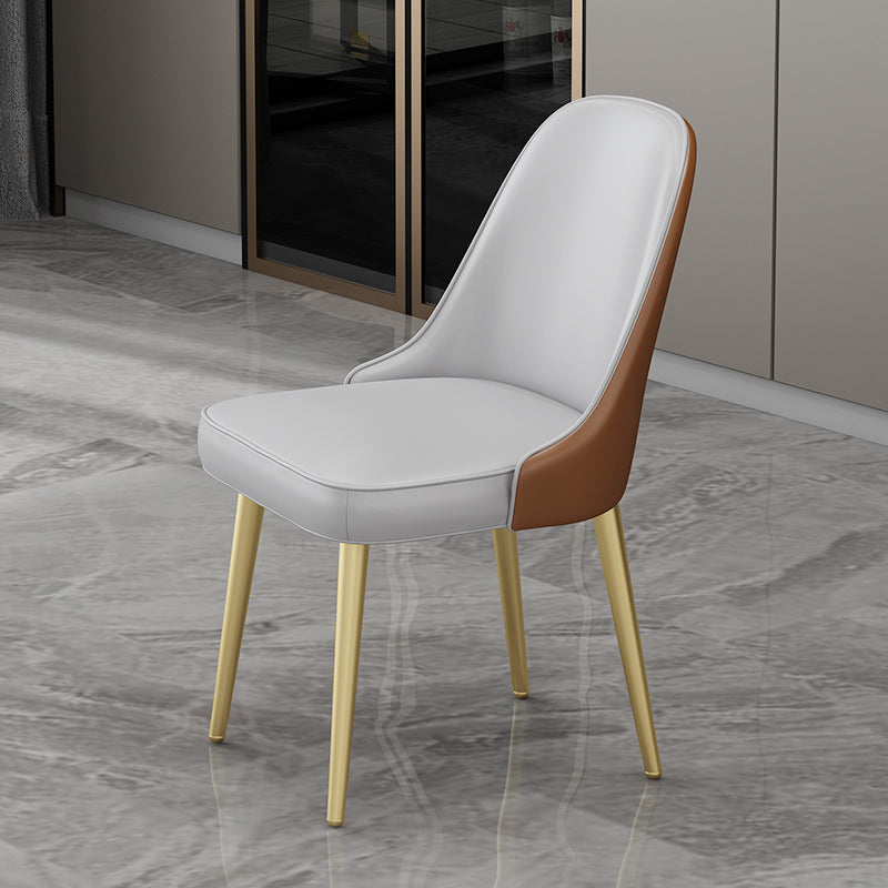Chaises sans bras de salle à manger en métal nordique, chaises rembourrées en tissu de lin pour Restaurant