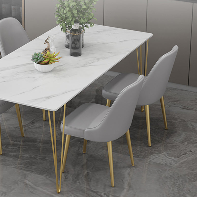 Chaises sans bras de salle à manger en métal nordique, chaises rembourrées en tissu de lin pour Restaurant