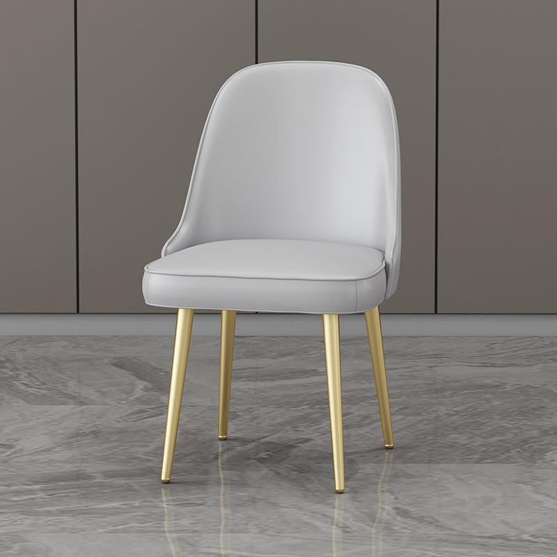 Chaises sans bras de salle à manger en métal nordique, chaises rembourrées en tissu de lin pour Restaurant