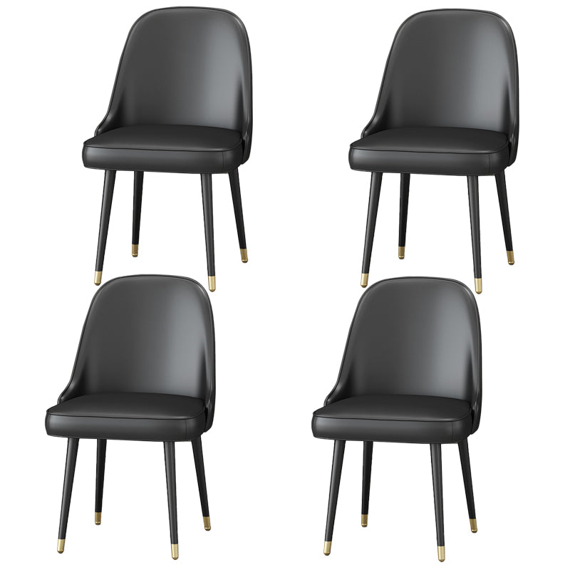 Chaises sans bras de salle à manger en métal nordique, chaises rembourrées en tissu de lin pour Restaurant