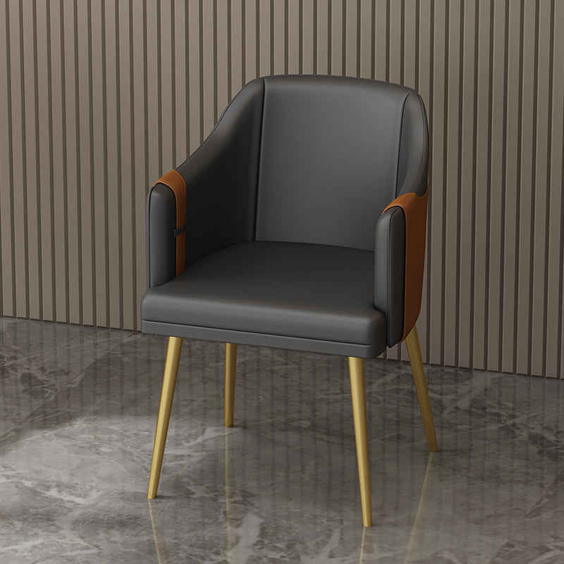 Fauteuils de salle à manger en métal nordique, chaise latérale de salle à manger en cuir pour Restaurant