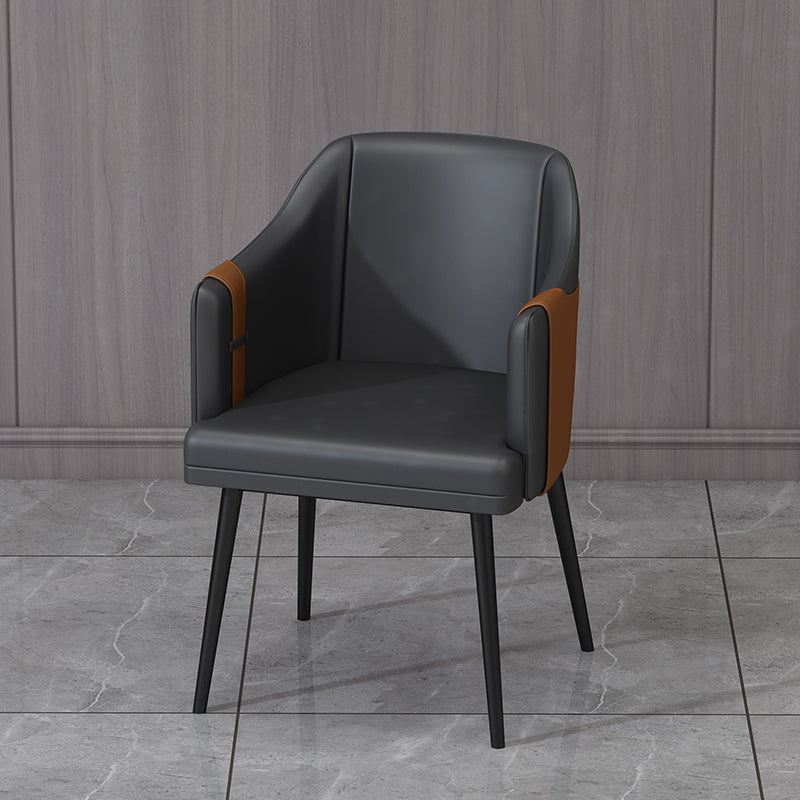Fauteuils de salle à manger en métal nordique, chaise latérale de salle à manger en cuir pour Restaurant