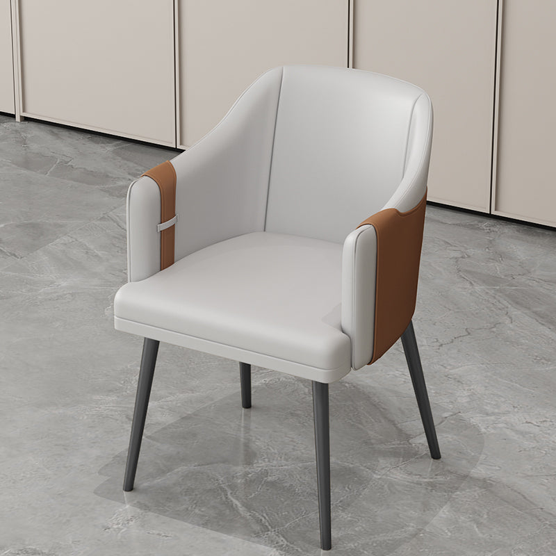 Fauteuils de salle à manger en métal nordique, chaise latérale de salle à manger en cuir pour Restaurant