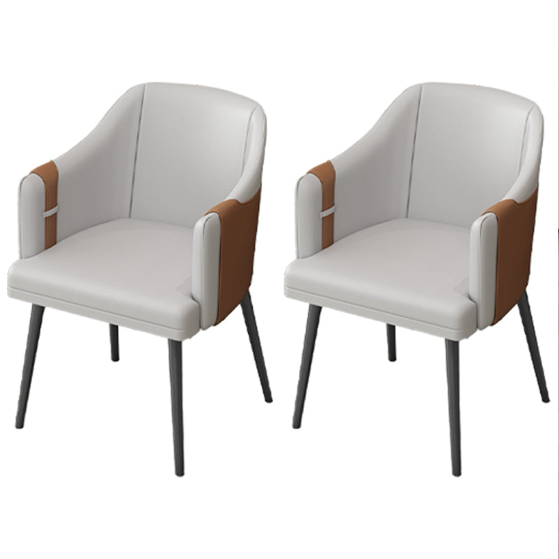 Fauteuils de salle à manger en métal nordique, chaise latérale de salle à manger en cuir pour Restaurant