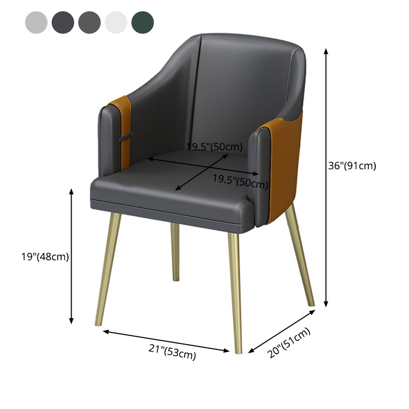 Fauteuils de salle à manger en métal nordique, chaise latérale de salle à manger en cuir pour Restaurant
