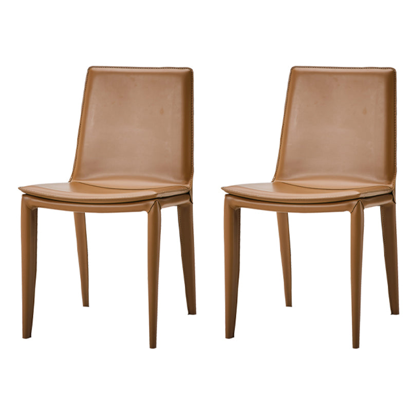 Ensemble de chaises en cuir au design contemporain, chaises de salle à manger à dossier solide (Ensemble de 2)